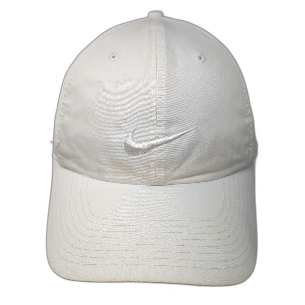 Nike Baseball Cap White One Size Mesh Strapback Performance Swoosh Athletic Hat